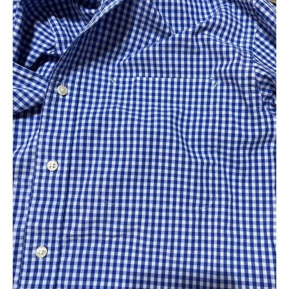 Tommy Hilfiger Men's Button Front Shirt Blue Gingham Regular Fit 15 1/2 (32-33) - Picture 6 of 7